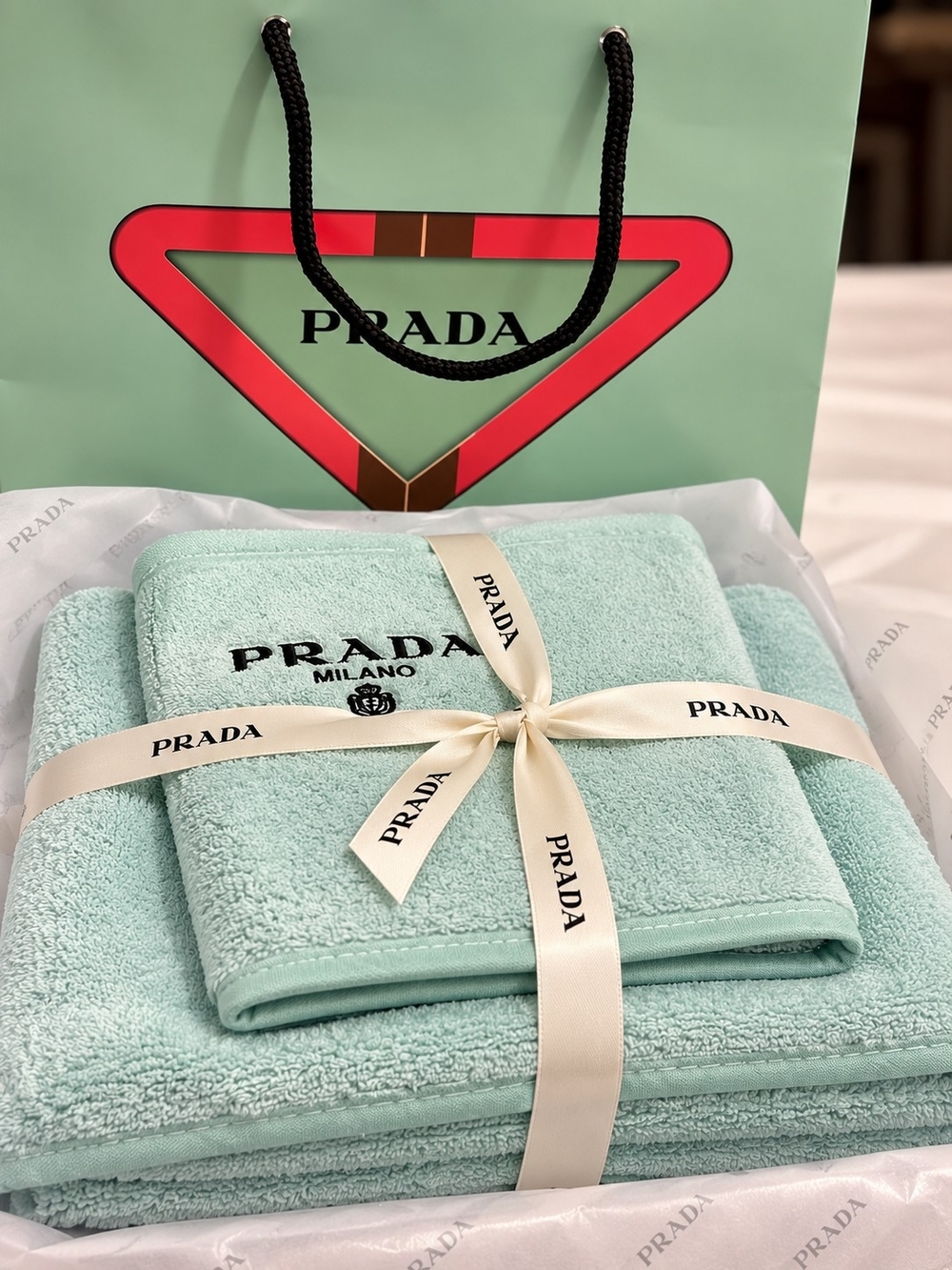 Prada Milano Mint Green Luxury Bath Towel Set